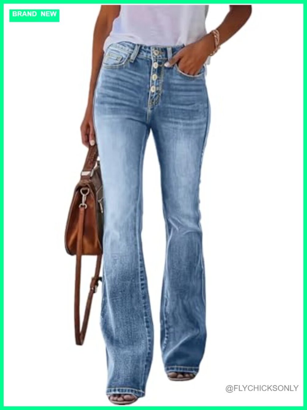 Women's Flare Bell Bottom Boot Cut Jeans Stretch Denim Button Fly
